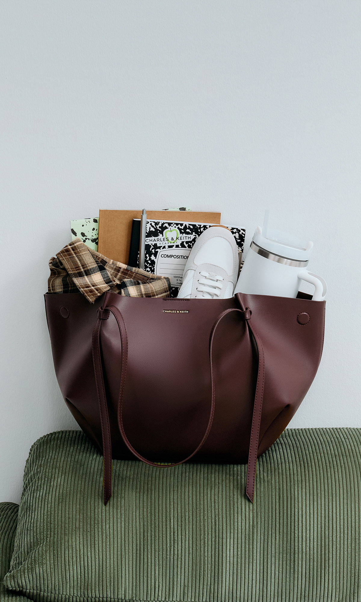 Calla 大型托特包深紅酒莓 - CHARLES & KEITH