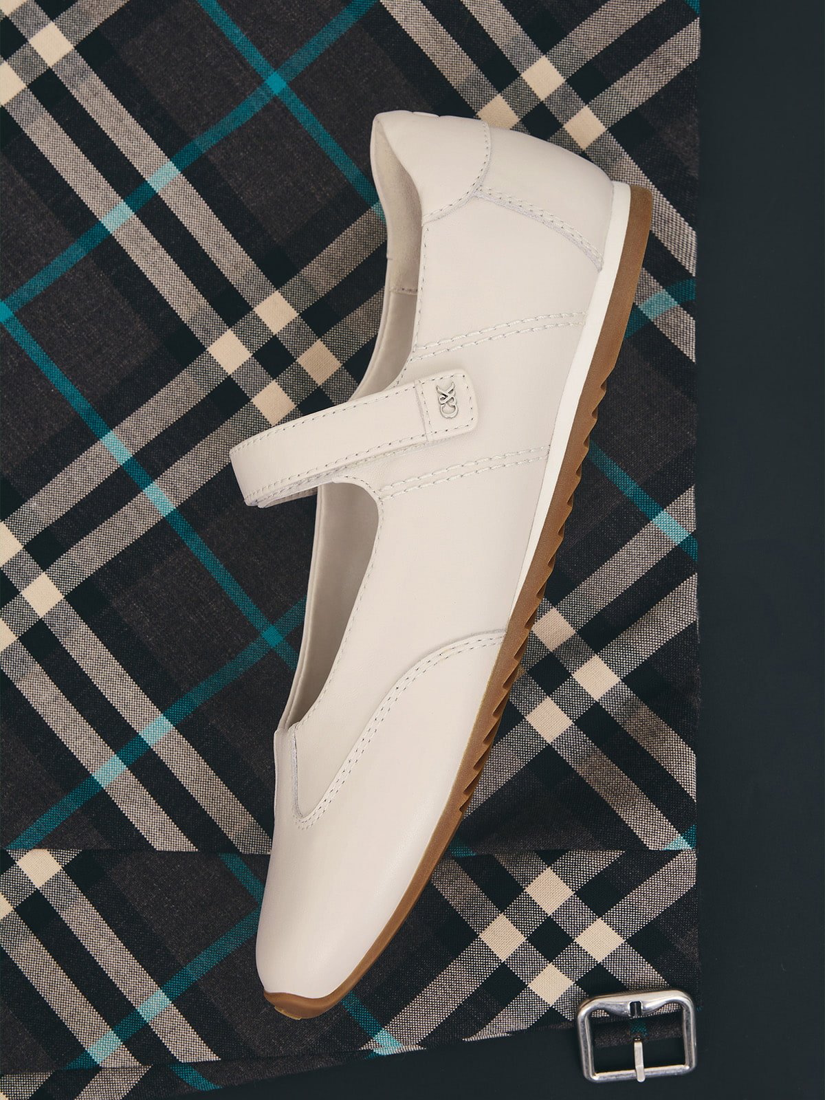 Chalk Jace Leather Mary Jane Sneakers - CHARLES & KEITH