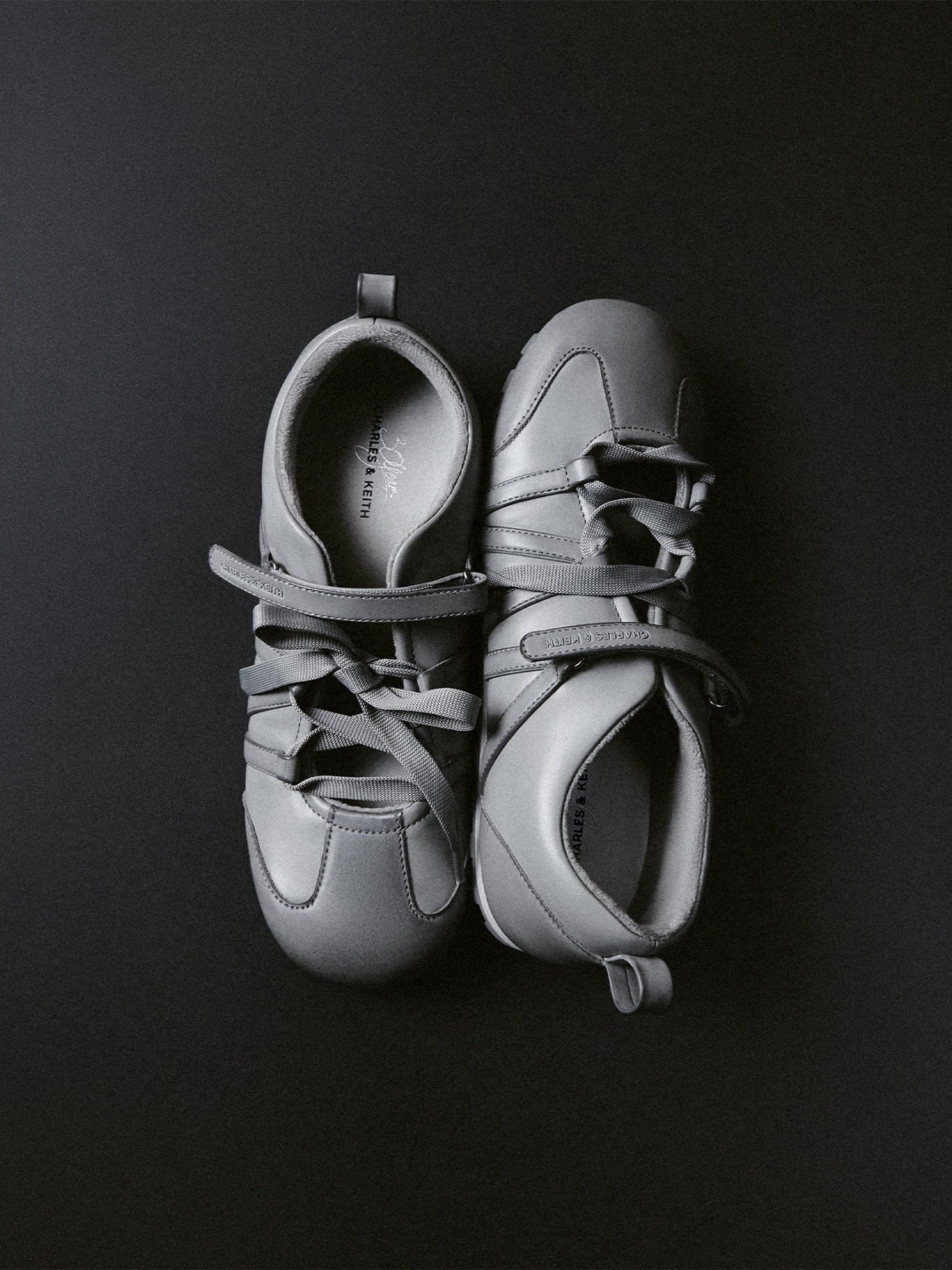 Light Grey Silko Burnished Ballet Sneakers - CHARLES & KEITH