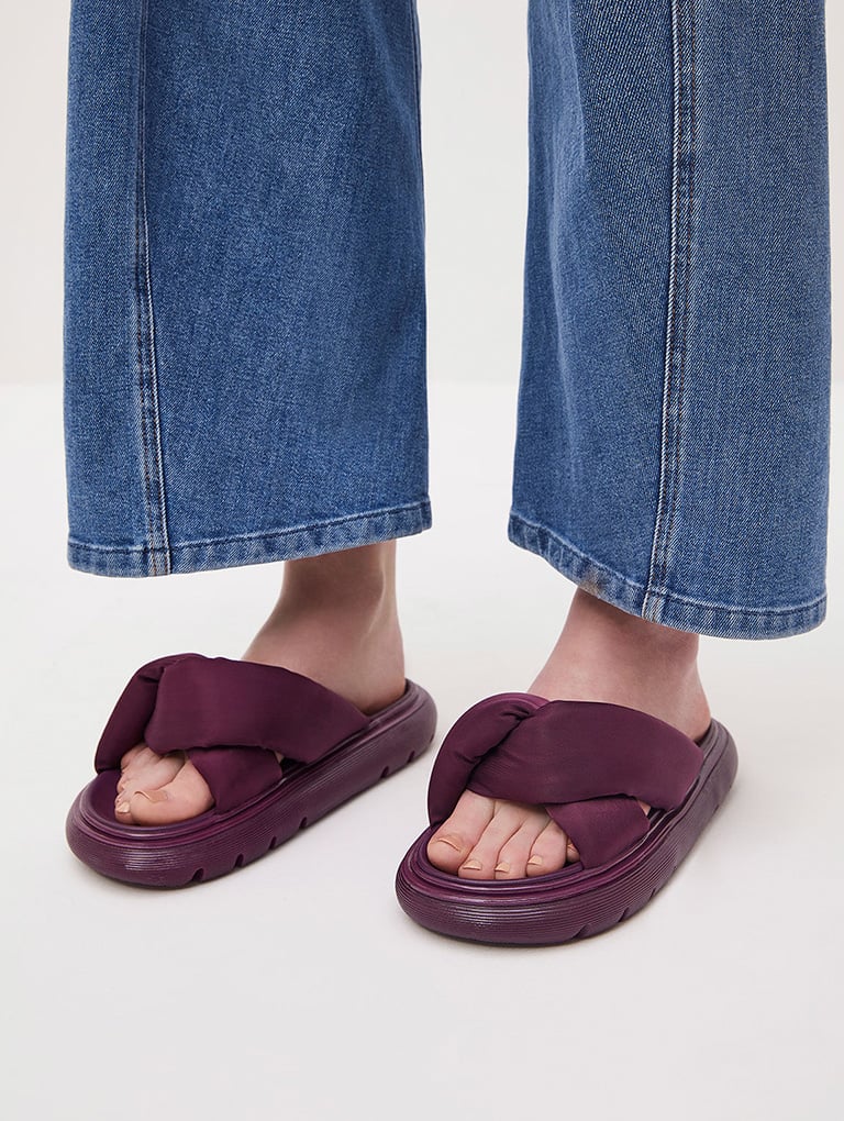 Women’s Odessa nylon round-toe slide sandals  - CHARLES & KEITH