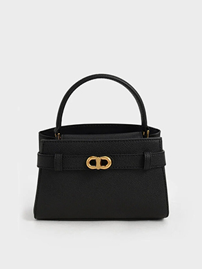Aubrielle Belted Top Handle Bag - Black - CHARLES & KEITH US