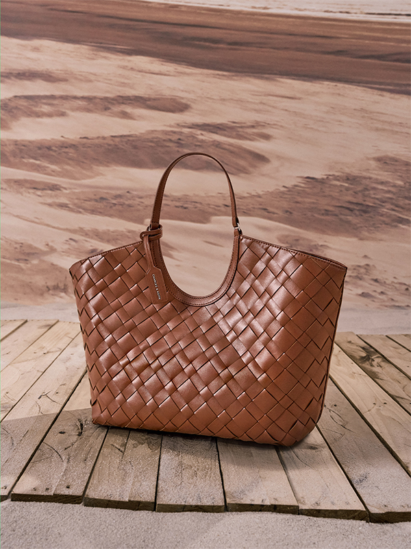 Chocolate Kora Metallic-Accent Moon Bag - CHARLES & KEITH