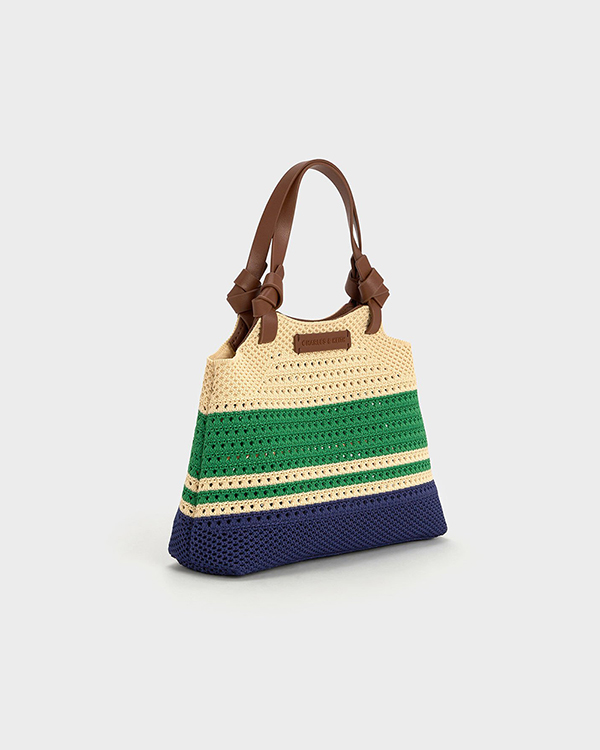 Women’s Multicoloured Ida Striped Knotted Handle Tote Bag - CHARLES & KEITH