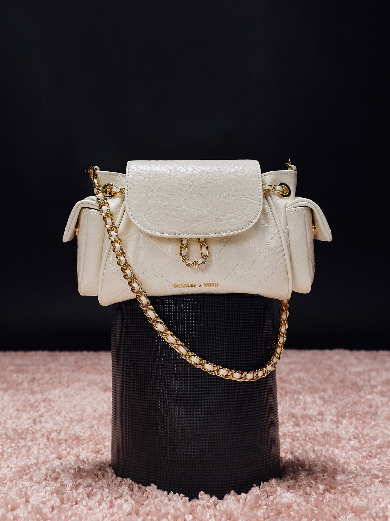 듀오 퀼티드 투-웨이 프론트 프랩 백팩 - 크림 - CHARLES & KEITH