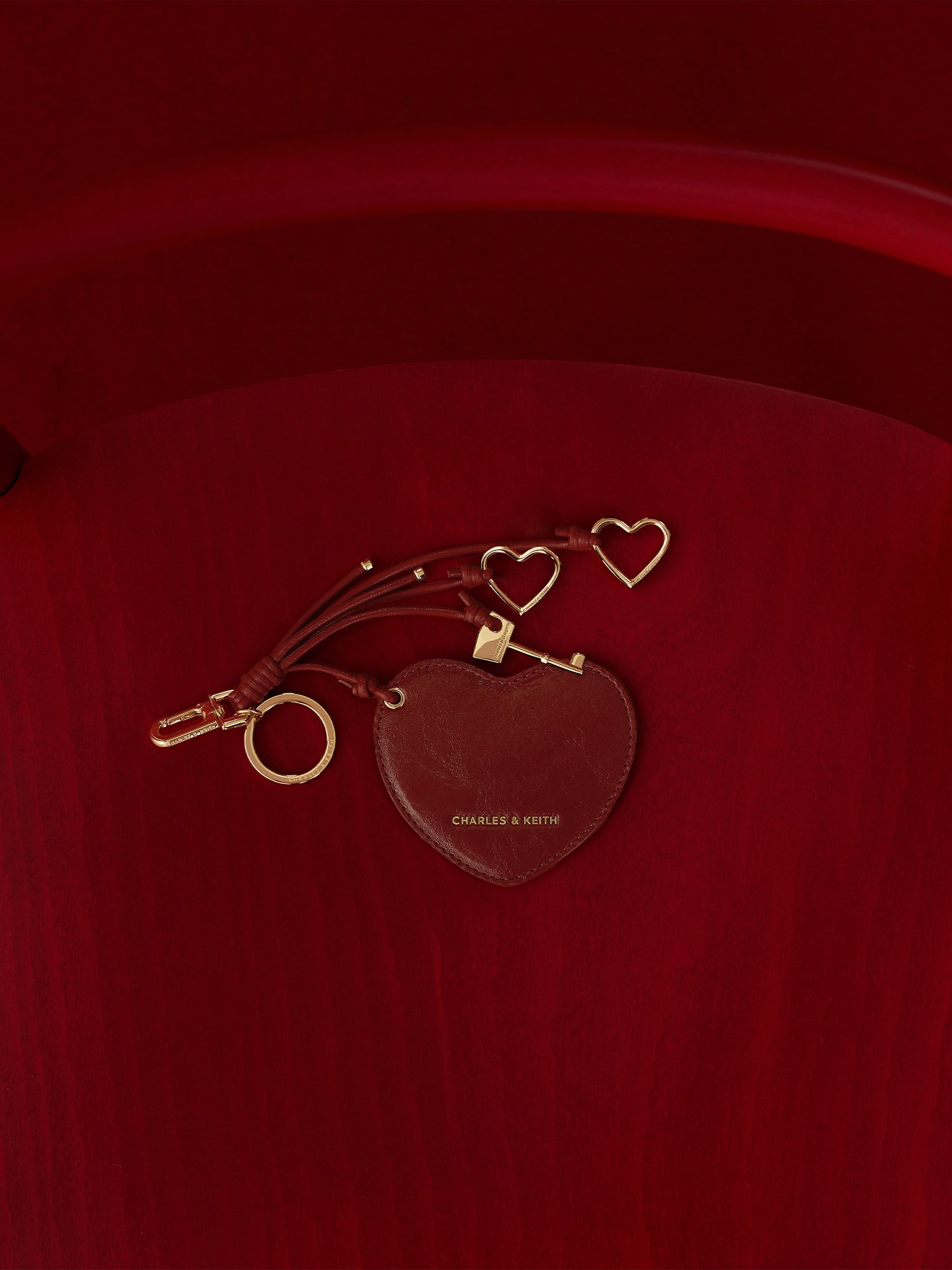 Burgundy Ciara Heart & Key Charm - CHARLES & KEITH