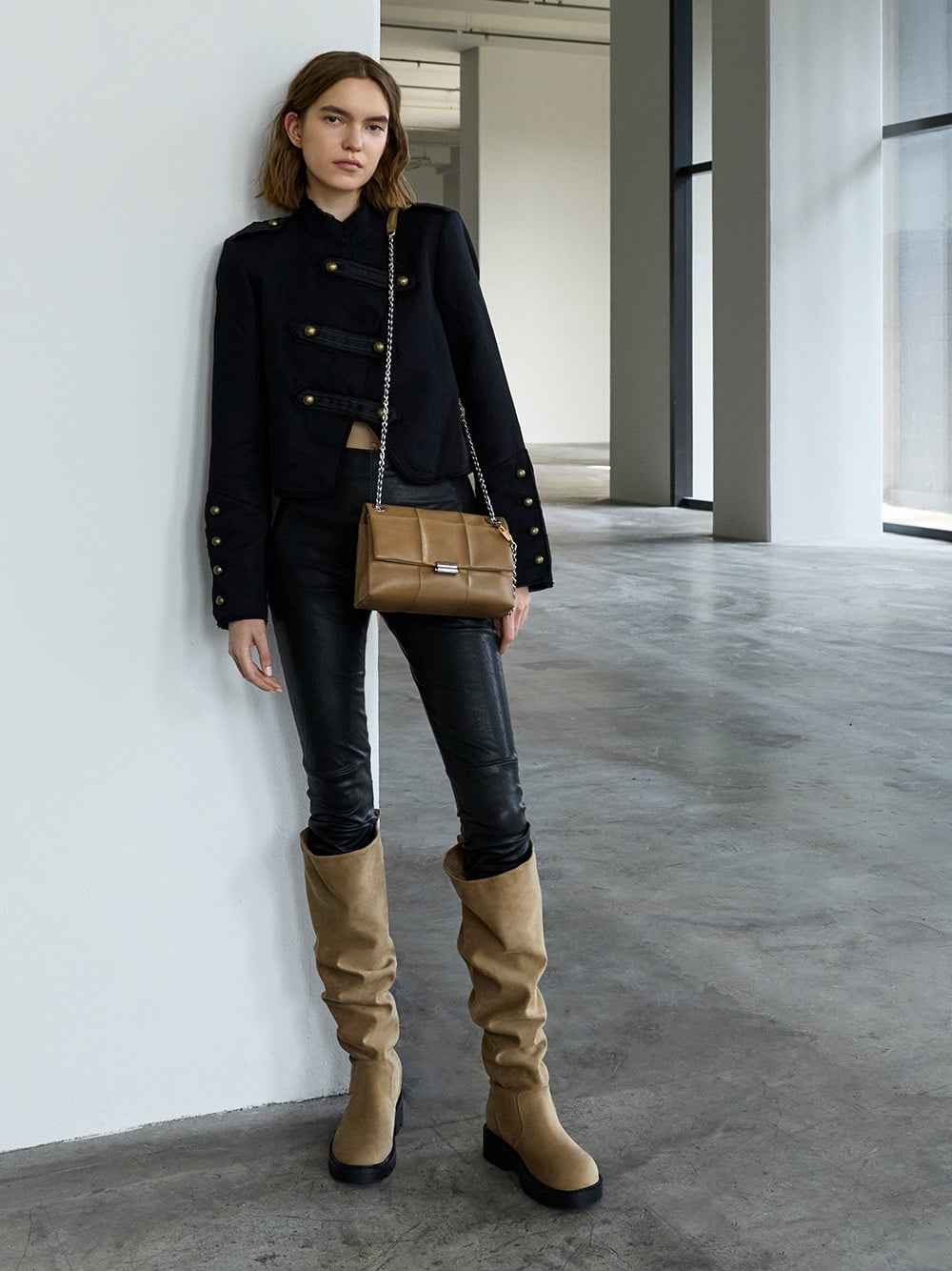 Delfina quilted chain-strap shoulder bag in walnut brown - CHARLES & KEITH