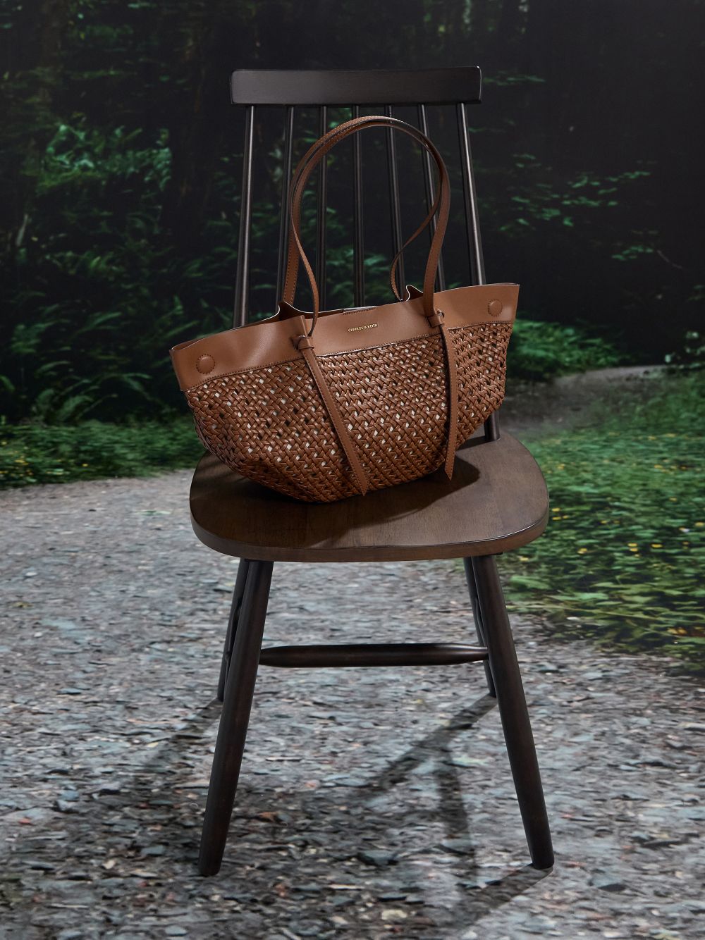 Sac bowling Philomena en raphia à fleurs - Pale Olive - CHARLES & KEITH