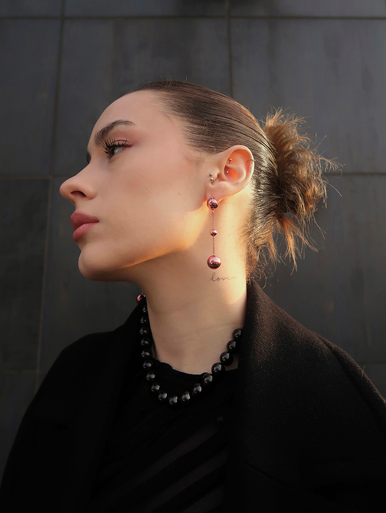Women's Metallic Sphere Crystal-Embellished Drop Earrings - CHARLES & KEITH