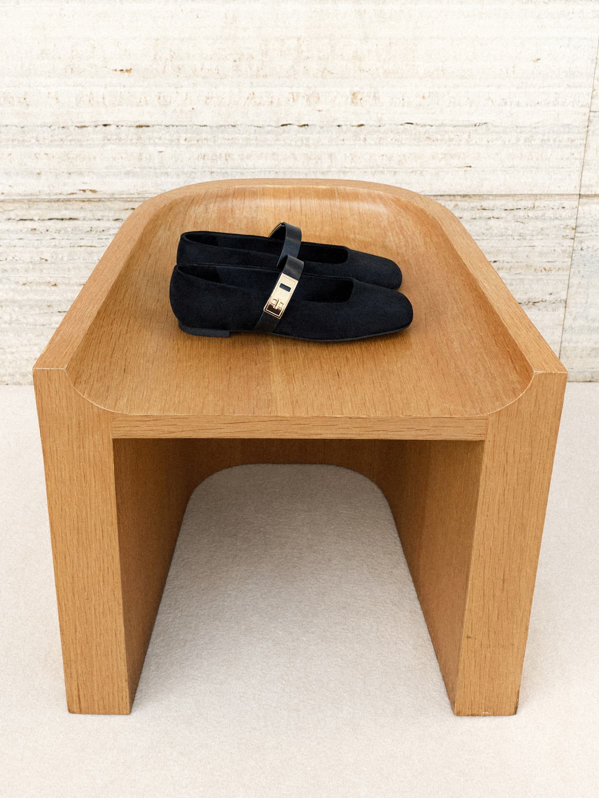 Beige Lando Faux Suede Mary Jane Flats - CHARLES & KEITH