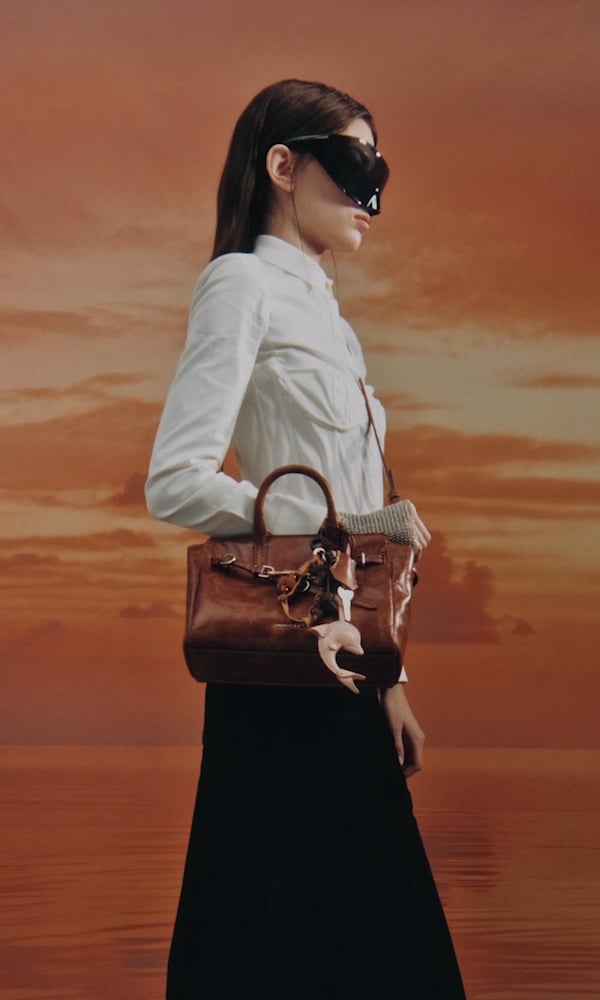 Distressed Tan Delfina Mini Delfina Belted Tote Bag - CHARLES & KEITH