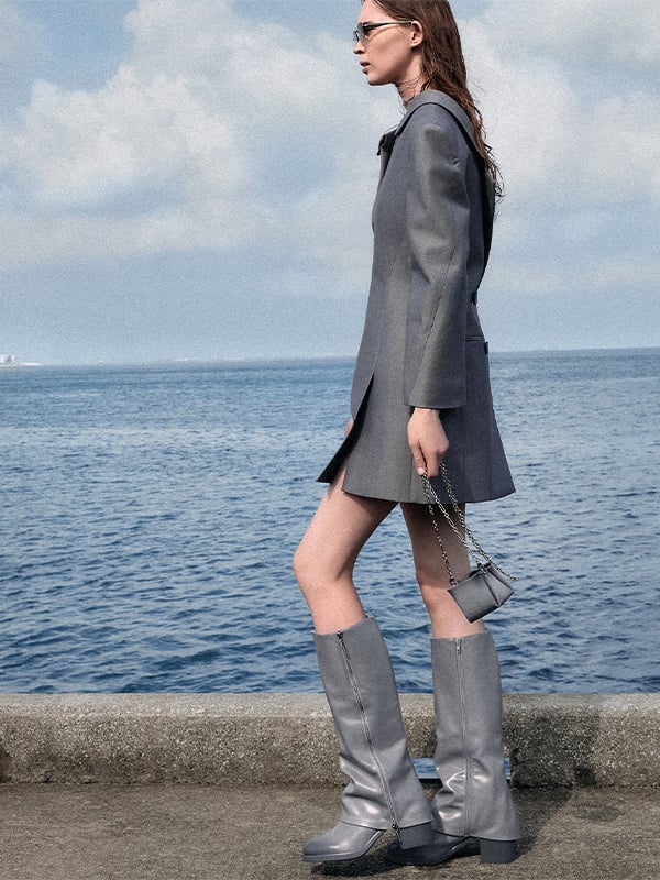 Grey Philomena Half-Moon Crossbody Bag - CHARLES & KEITH