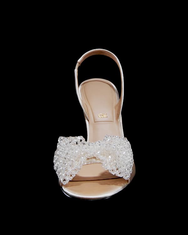 Women’s Champagne Recycled Polyester Beaded Bow Slingback Pumps - CHARLES & KEITH