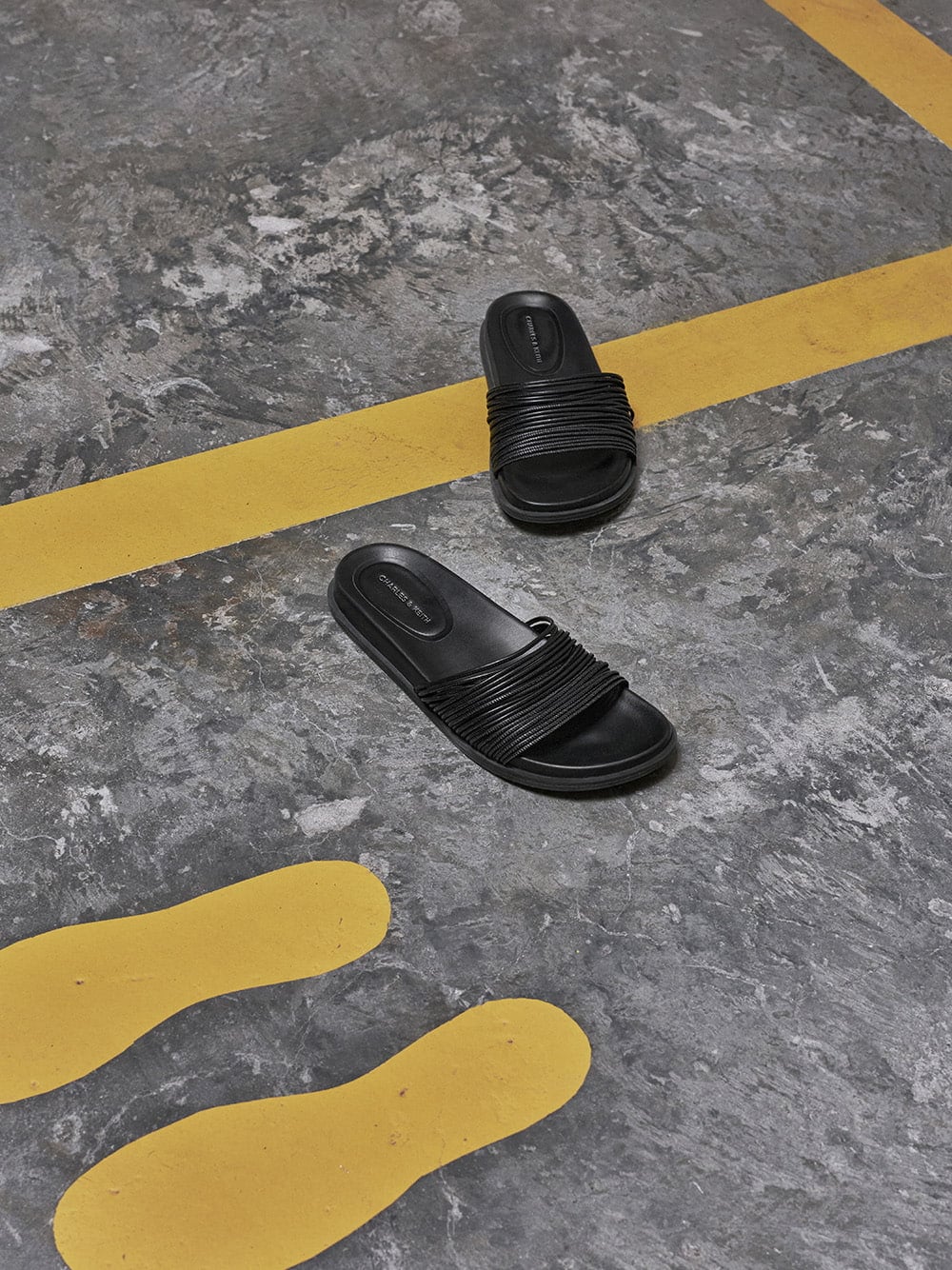 Fianna Strappy Slide Sandals in black - CHARLES & KEITH