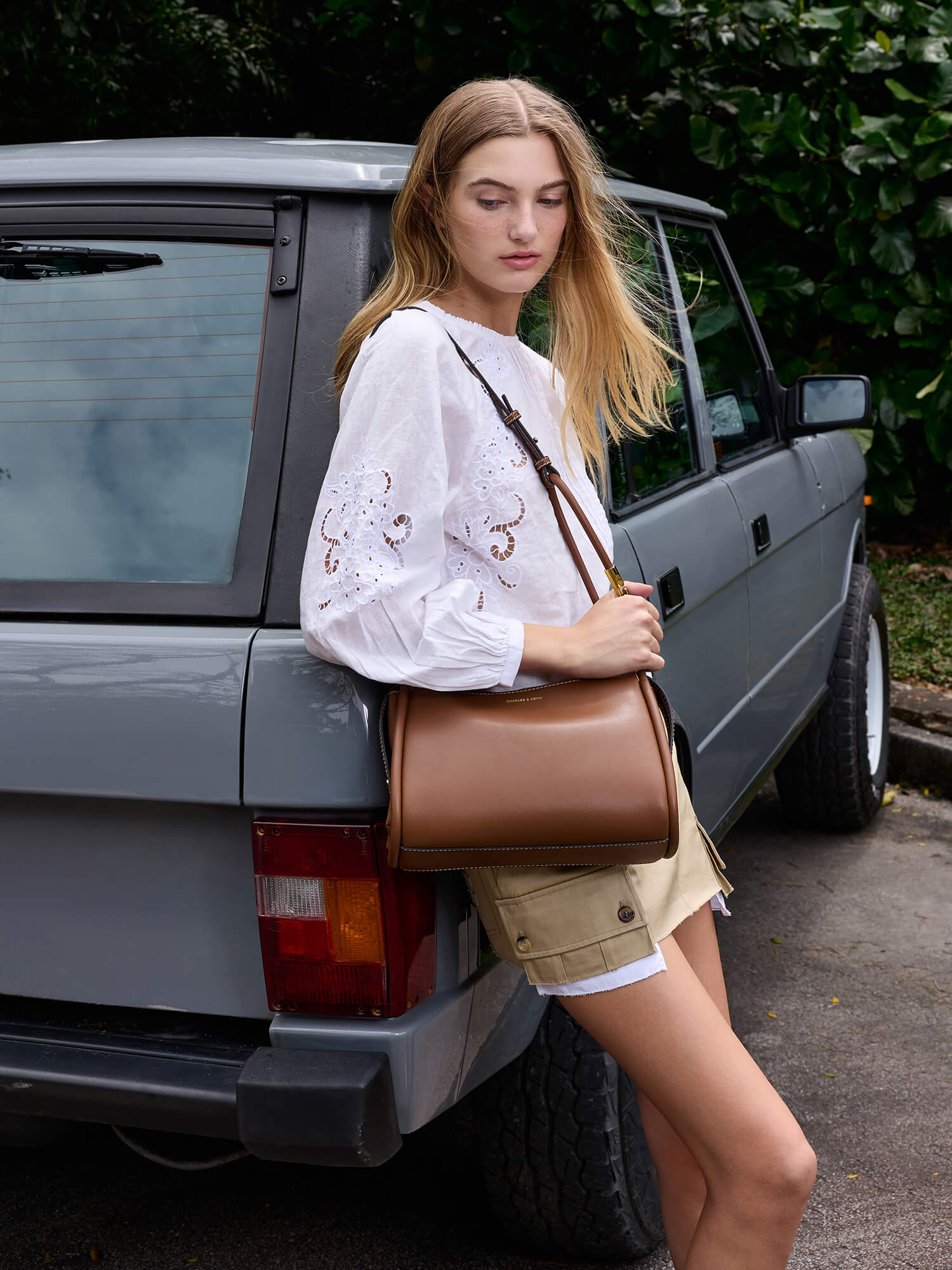 Chocolate Lyla Tubular Slouchy Shoulder Bag - CHARLES & KEITH