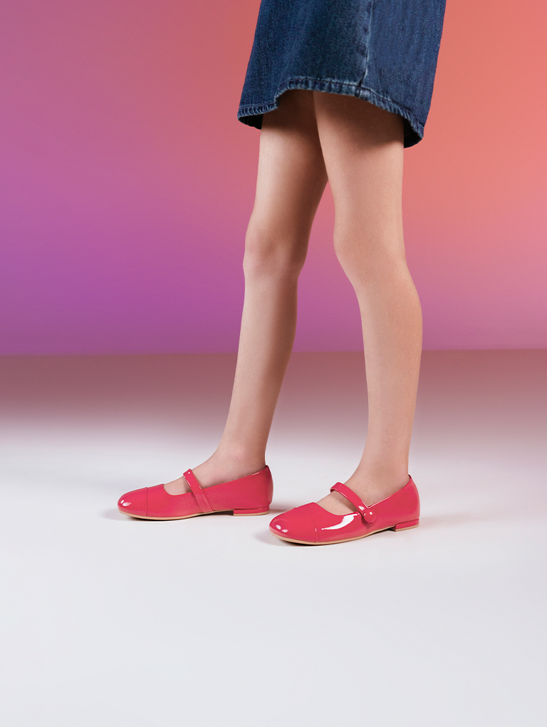 Girls' Patent Mary Jane Flats in red - CHARLES & KEITH