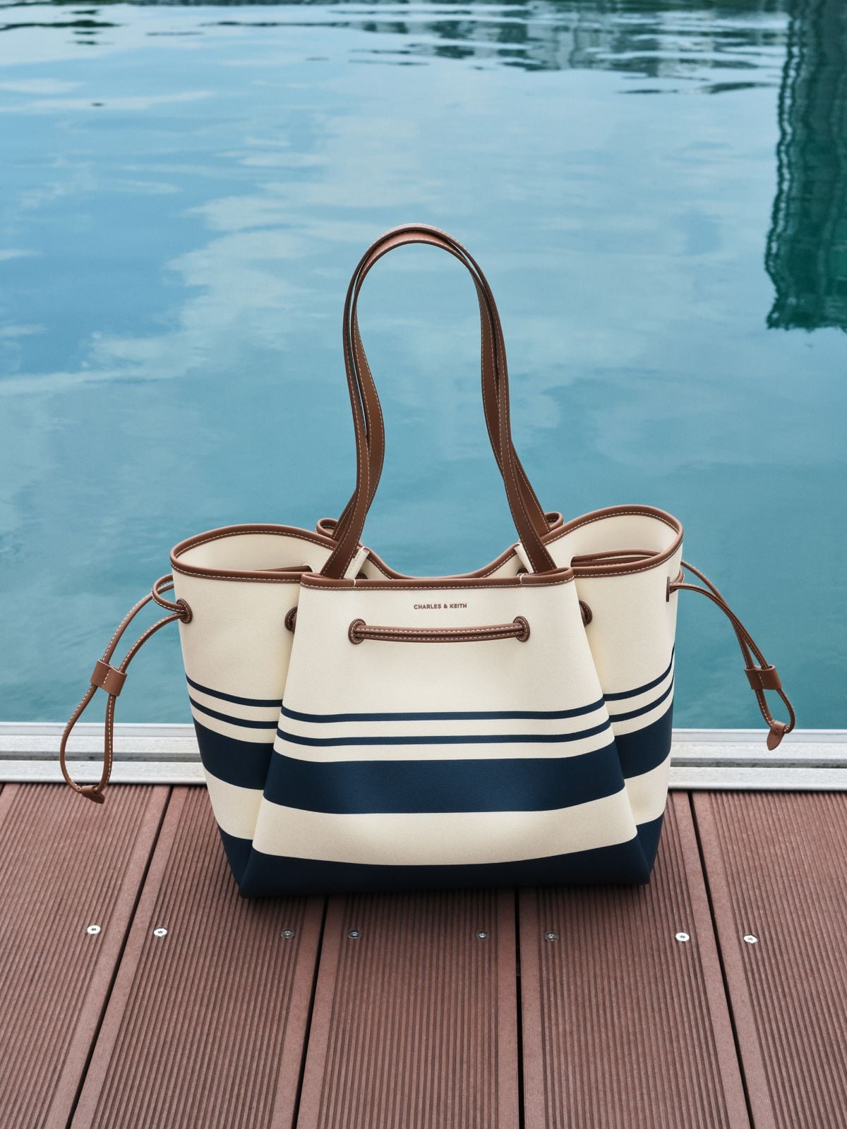 Multi Hanya Canvas Striped Drawstring Tote Bag -  CHARLES & KEITH