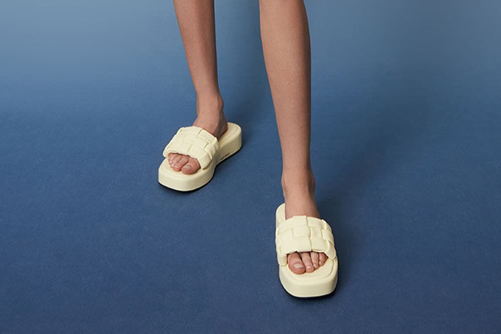 Interwoven Strap Platform Sandals, Butter