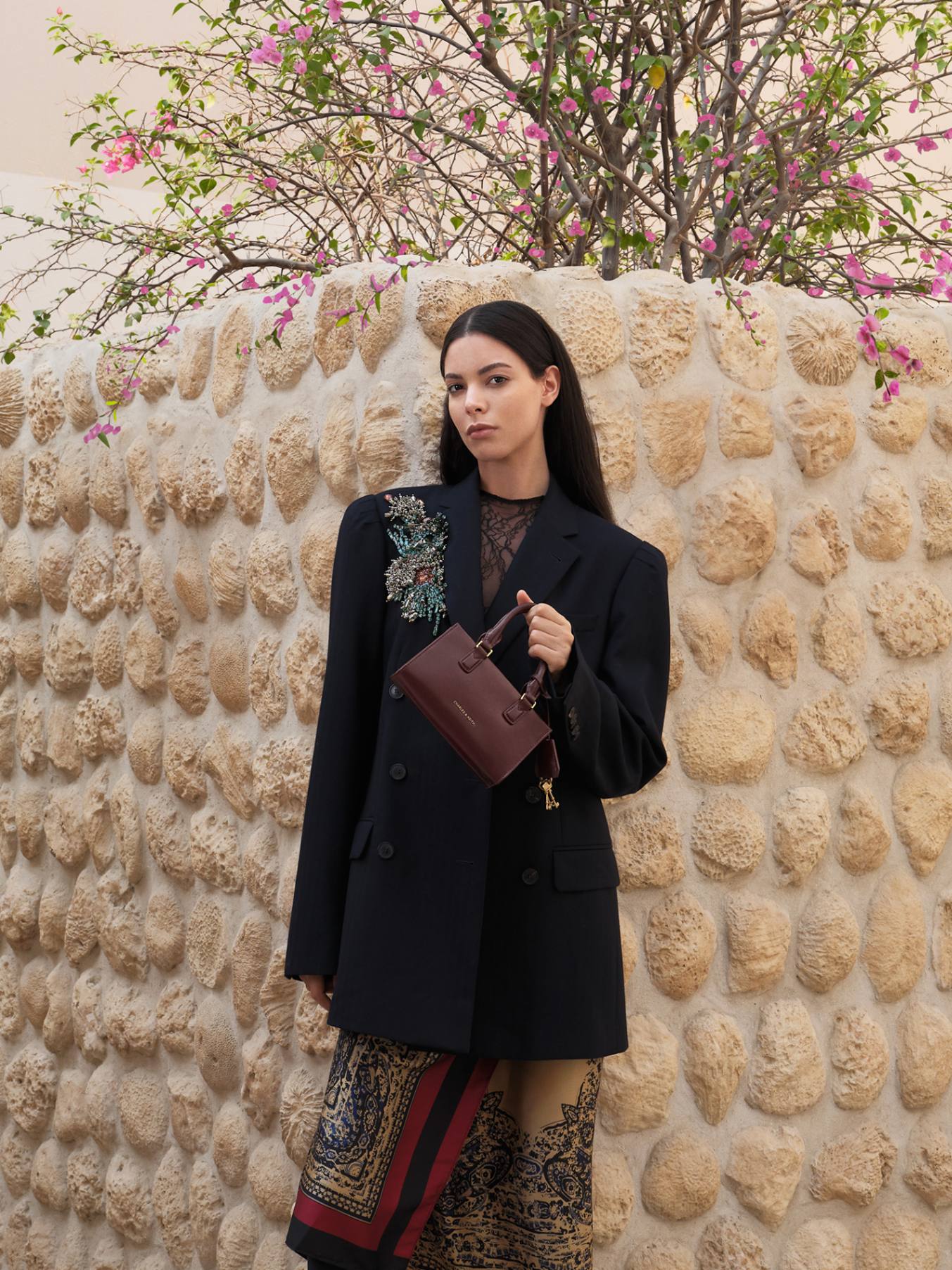 Wineberry Red Mini Kerry Top Handle Bag - CHARLES & KEITH