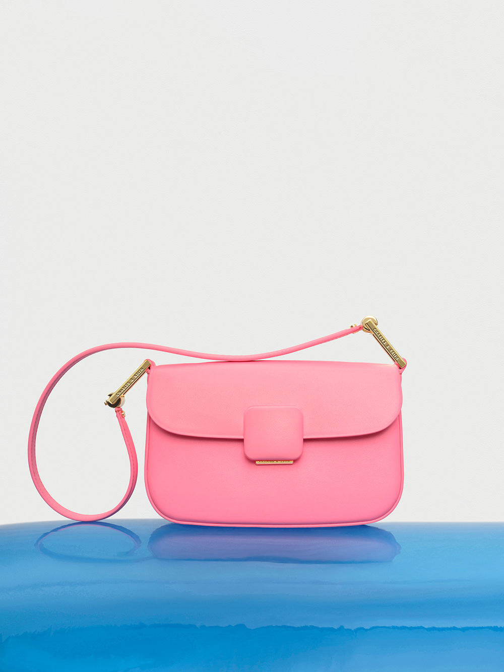 Women’s Koa square push-lock shoulder bag in pink - CHARLES & KEITH
