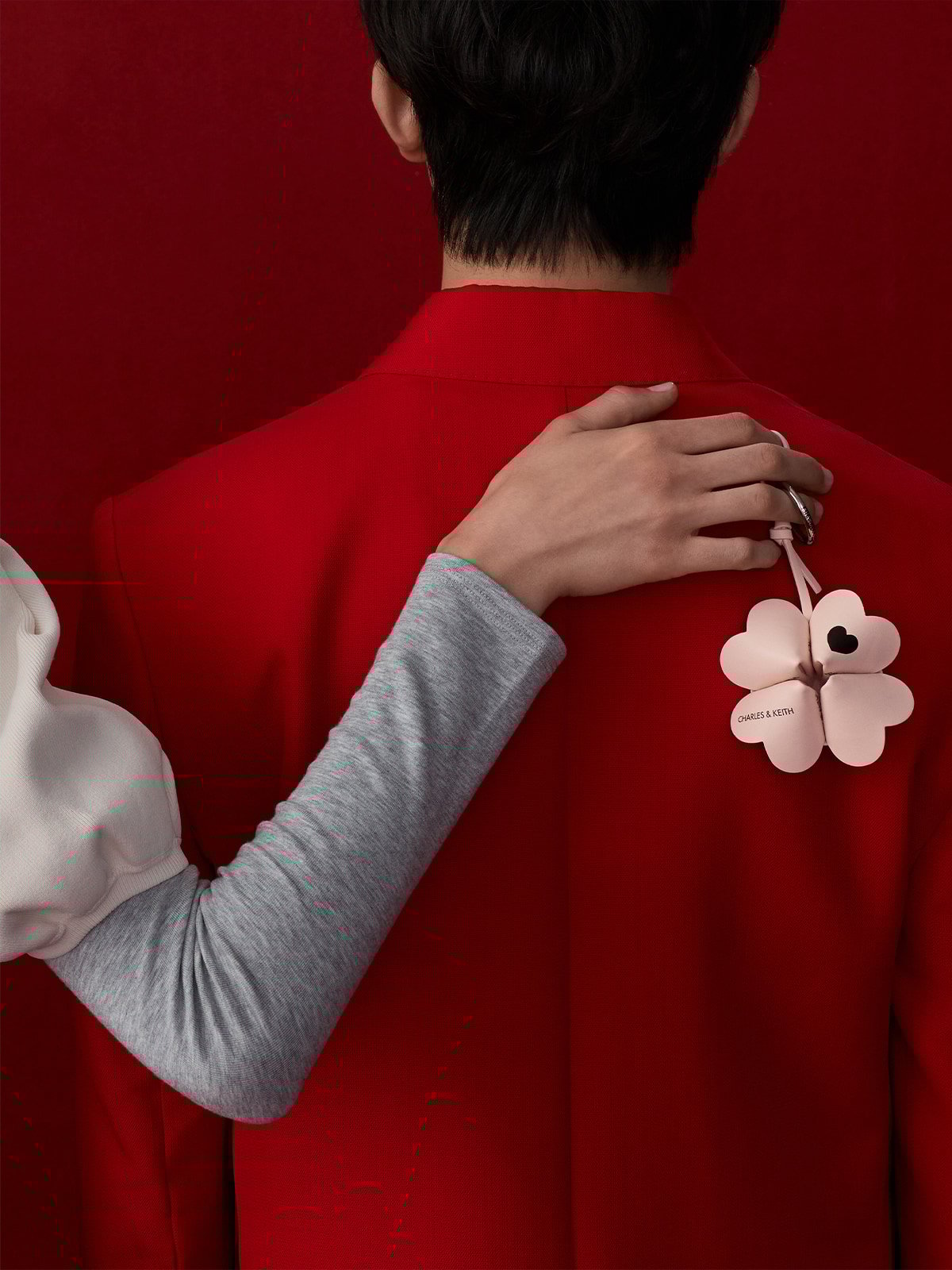 Pink Four-Leaf Clover Heart Charm - CHARLES & KEITH