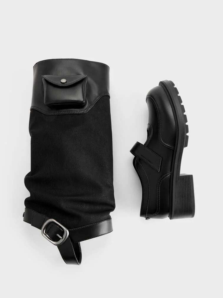 Convertible boots feature detachable shafts that can be removed to reveal separate low-cut shoes, such as Mary Janes. 
