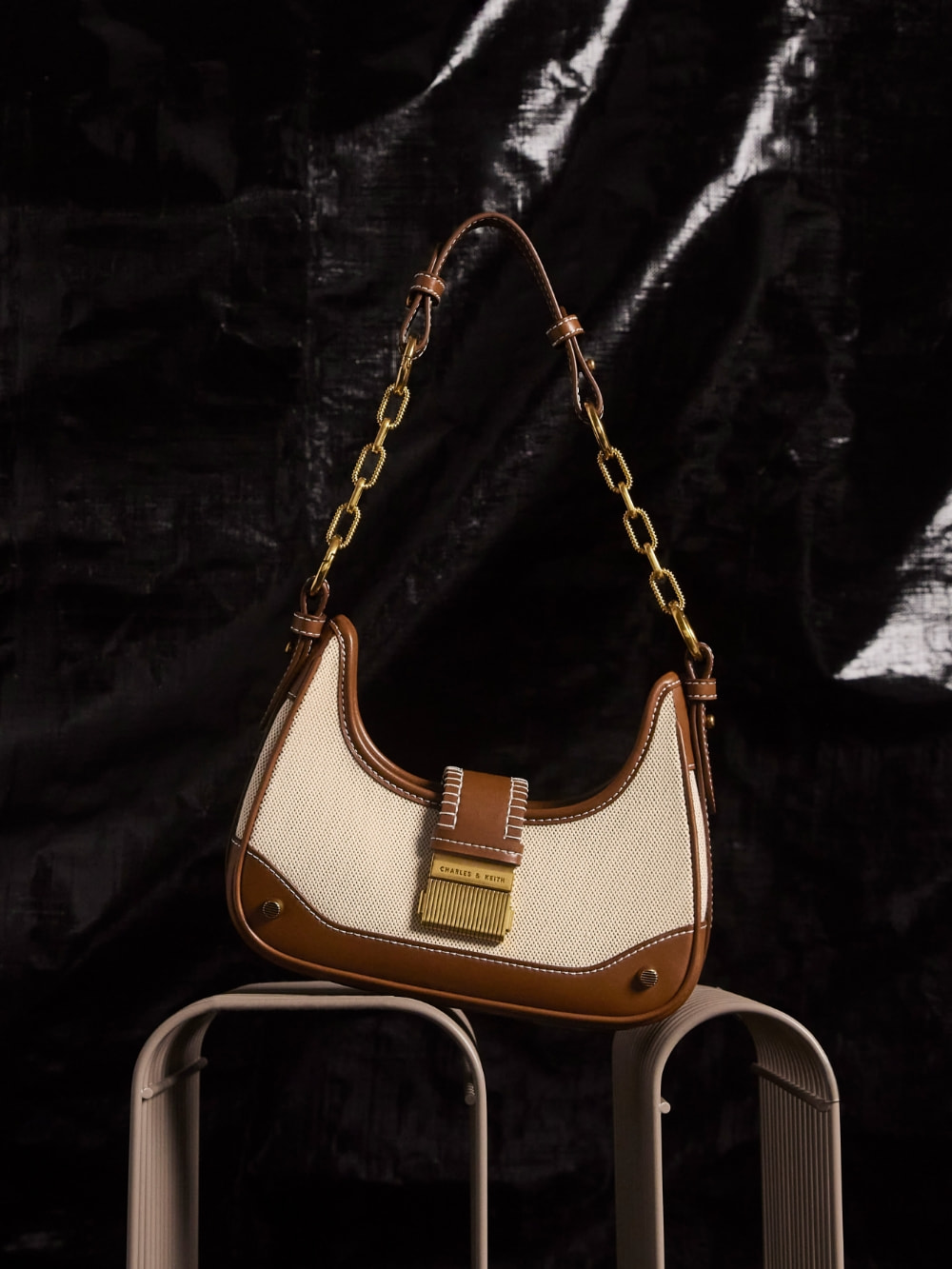 Women’s Chocolate Winslet Canvas Belted Hobo Bag - CHARLES & KEITH