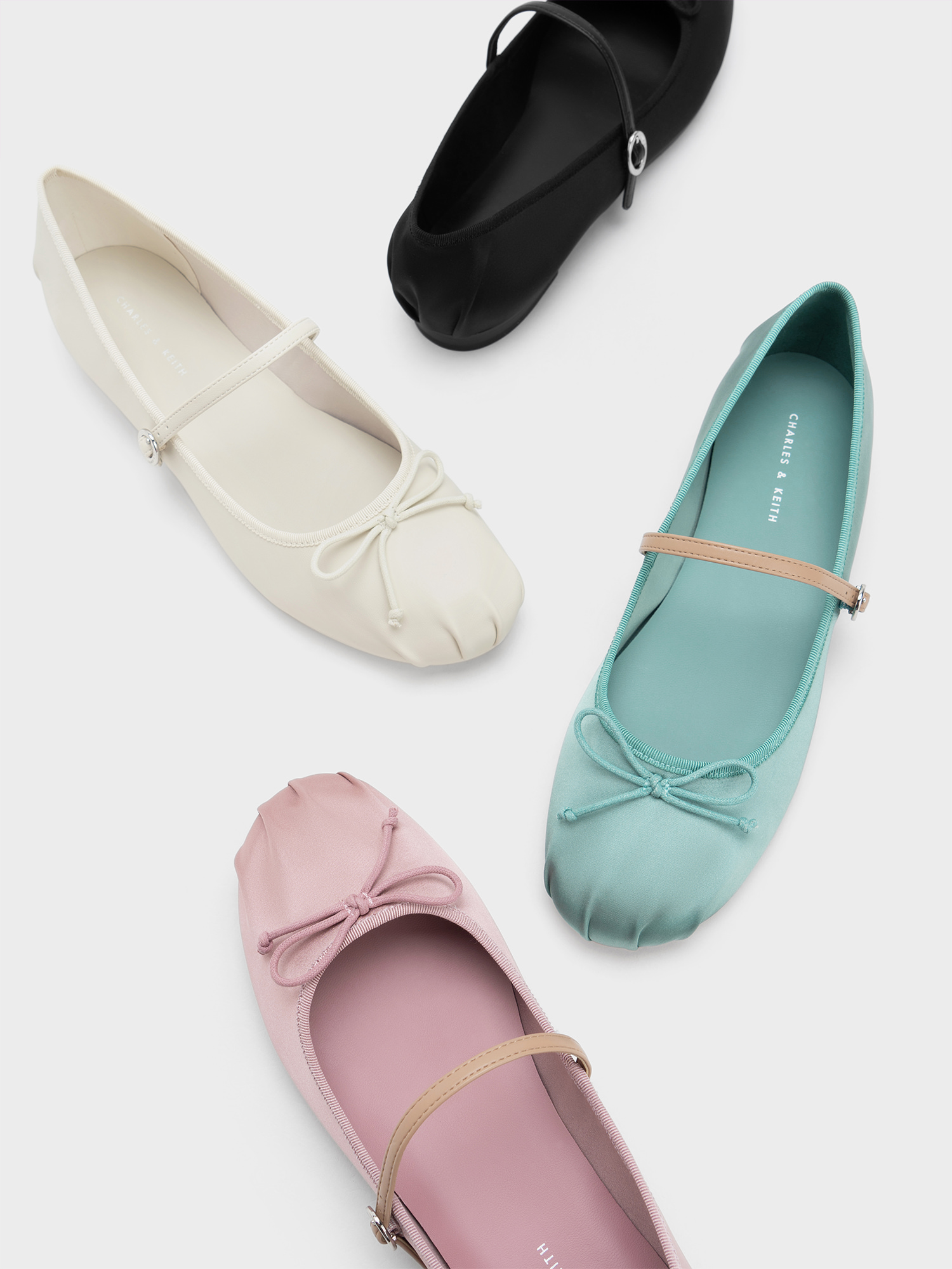 Emiko Satin Bow Mary Jane Flats - CHARLES & KEITH