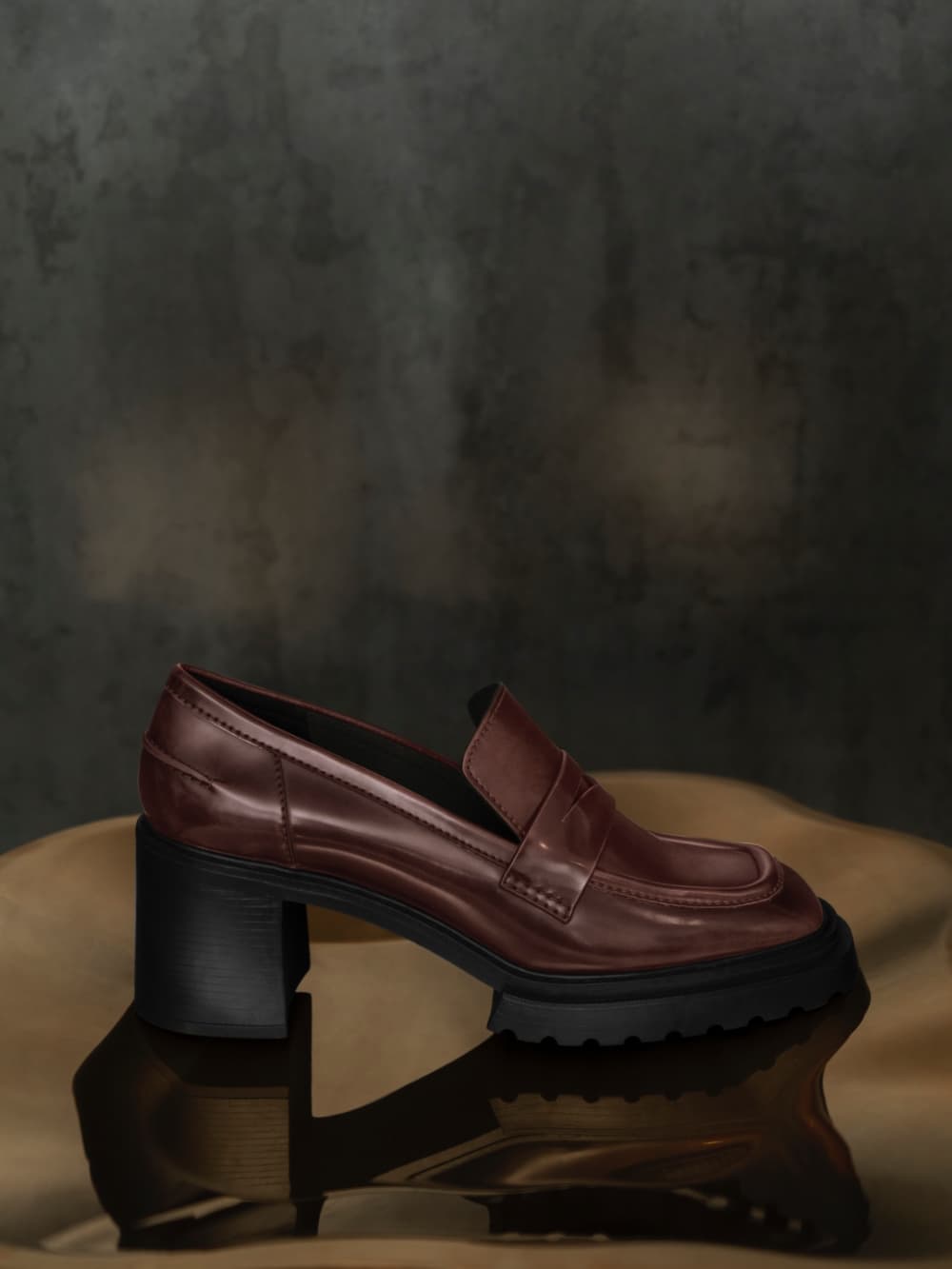 Women's dark brown penny loafer pumps - CHARLES & KEITH