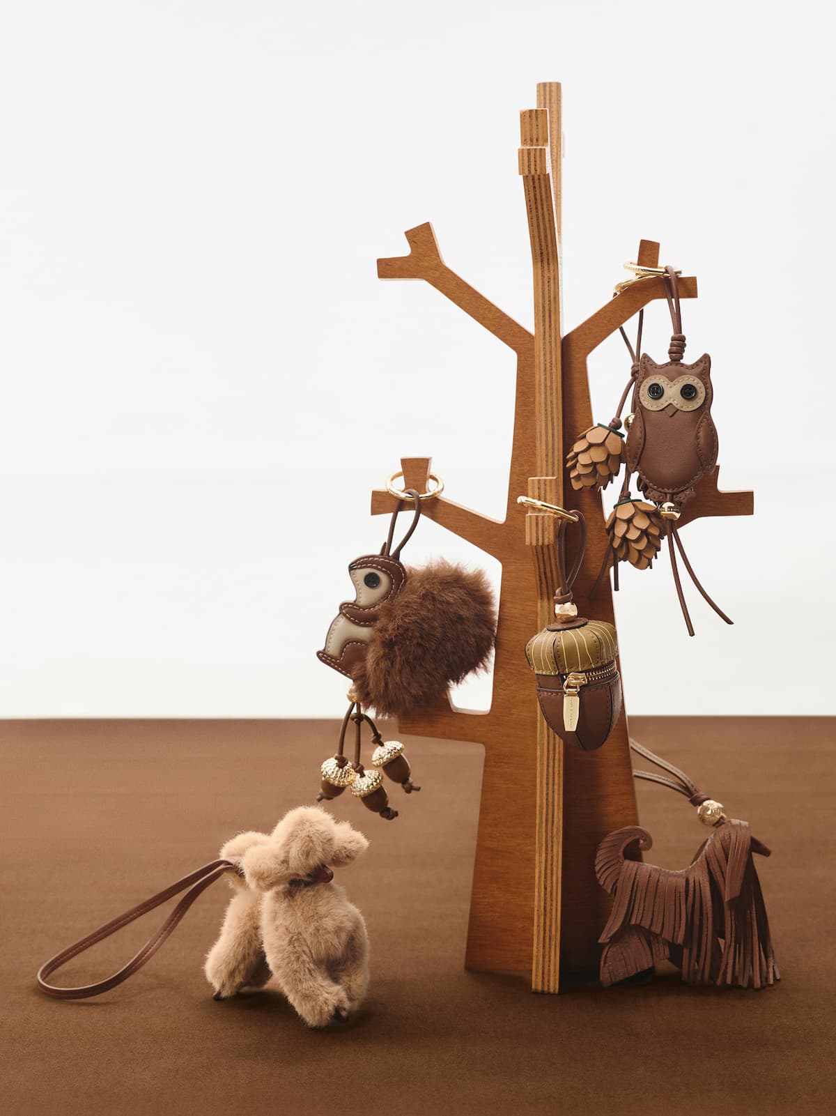 Furry Squirrel; Acorn Charm; Owl Charm; Acorn Charm; Pinecone Charm - CHARLES & KEITH