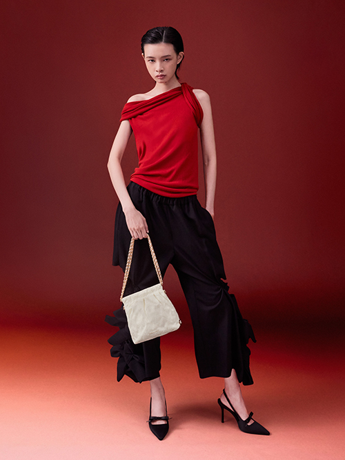 Duo 緹花細鍊後背包, 奶油色, 蝴蝶結緞面裸跟鞋, 黑色特別款