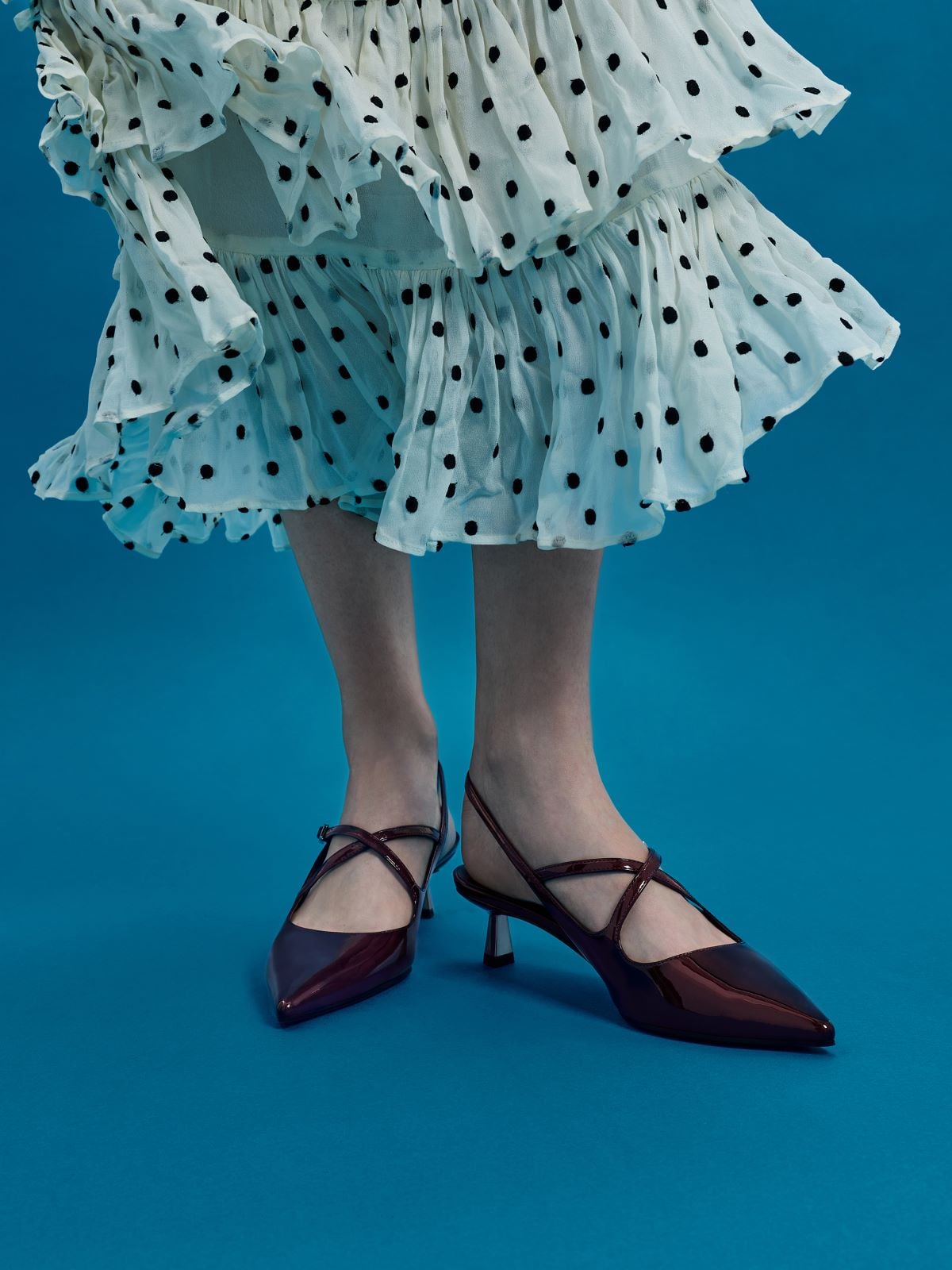 Pauline 交叉帶裸跟鞋 - 栗子色 - CHARLES & KEITH