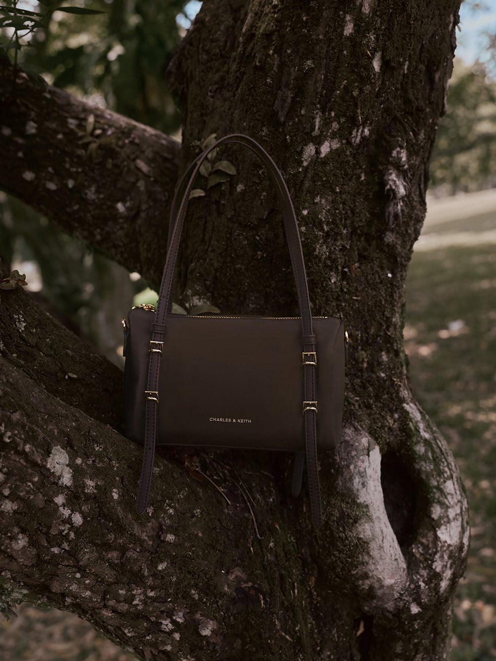 Mini Levy Nylon Shoulder Bag in espresso brown - CHARLES & KEITH