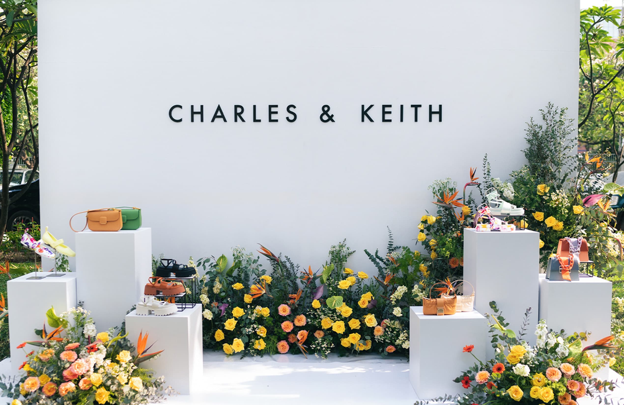 Charles & Keith Meriah Chain Strap Crossbody Bag in Natural