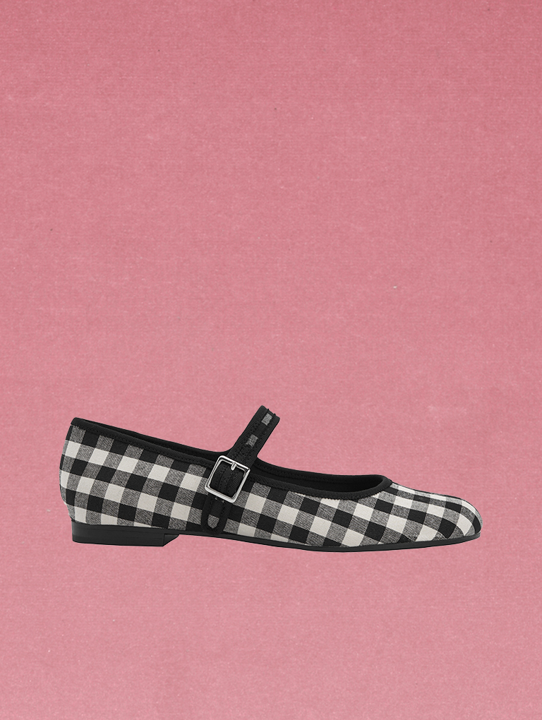 Women’s checkered buckled Mary Jane flats - CHARLES & KEITH