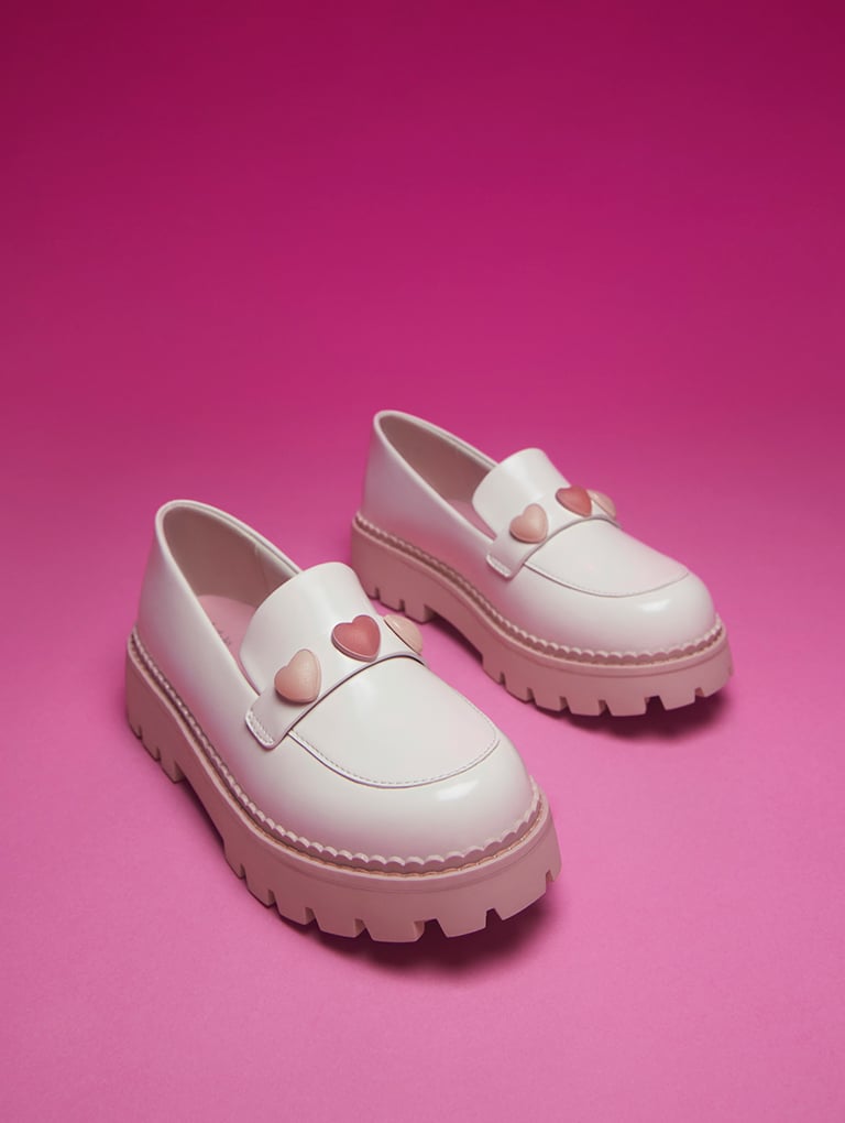 Girls’ heart-motif penny loafers - CHARLES & KEITH
