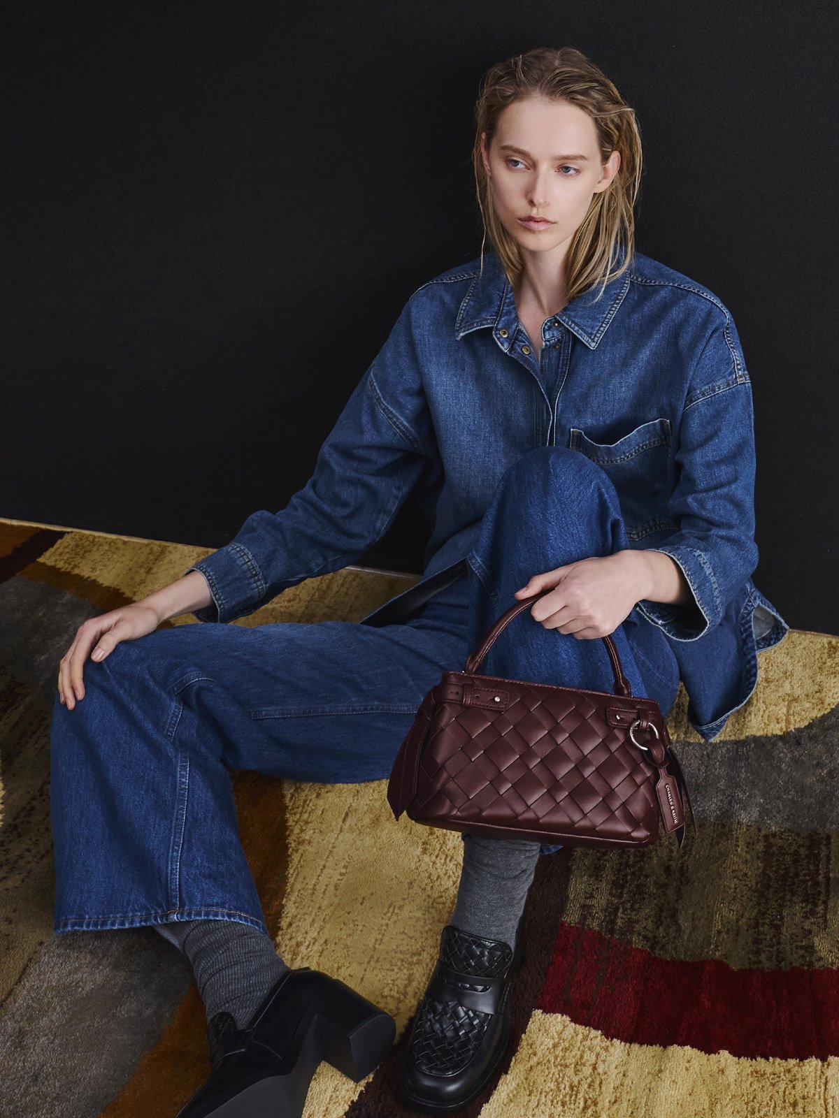 Sac à main tissé Ivette - Wineberry Red - CHARLES & KEITH