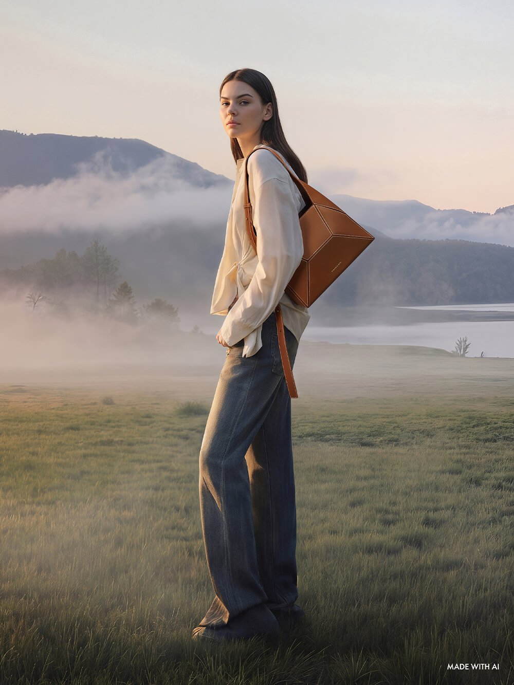 Chocolate Nasrin Geometric Hobo Bag - CHARLES & KEITH