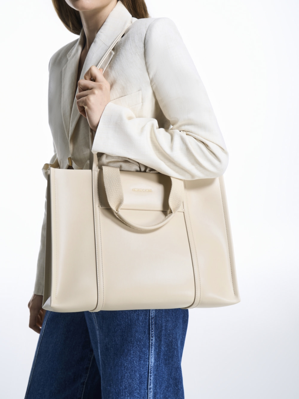 Women’s beige Shalia tote bag - CHARLES & KEITH KR