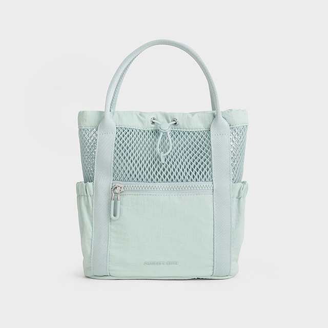 Women’s Terra mesh & nylon multi-way bag in sage green  - CHARLES & KEITH
