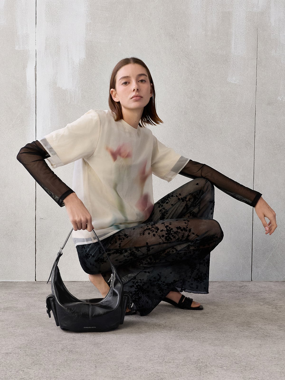 帆布条纹抽绳托特包 - 多色 - CHARLES & KEITH
