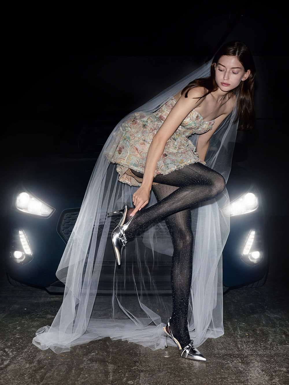 Jessy Metallic Leather Bow Slingback Pumps in silver - CHARLES & KEITH