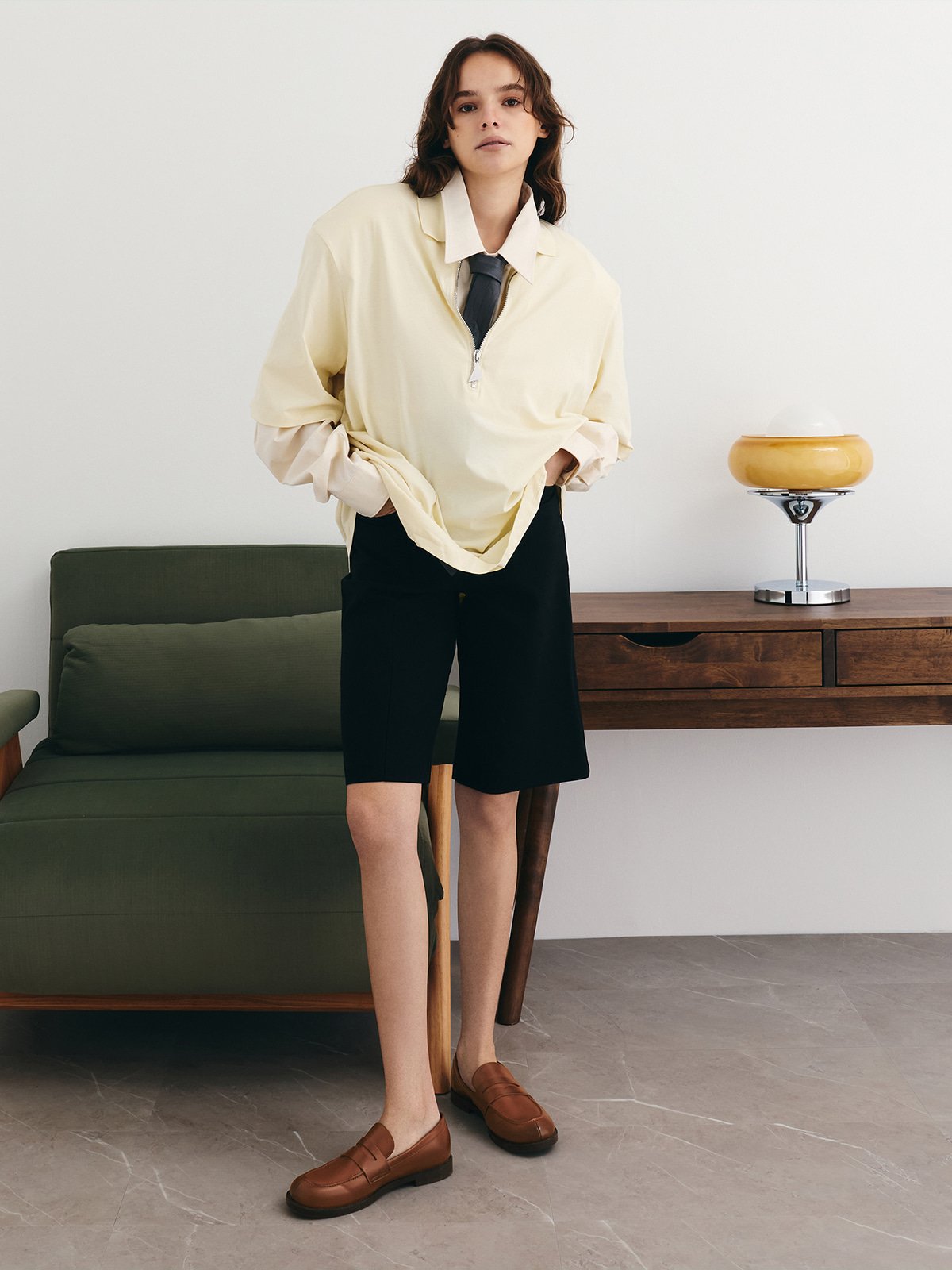 Dark Brown Textured Arven Faux Suede Penny Loafers - CHARLES & KEITH