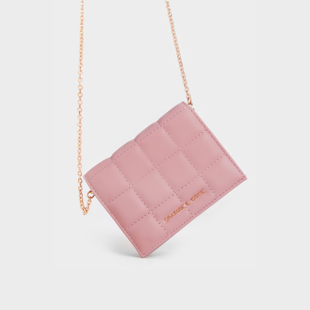 Women's pink quilted mini short wallet - CHARLES & KEITH