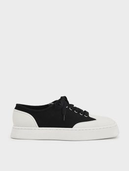 Two-Tone Low-Top Canvas Sneakers - Black