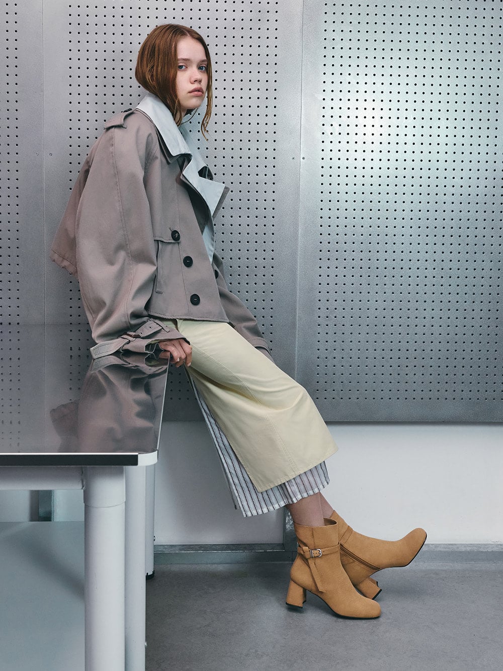 Eliza Faux Suede Block-Heel Ankle Boots in sand - CHARLES & KEITH