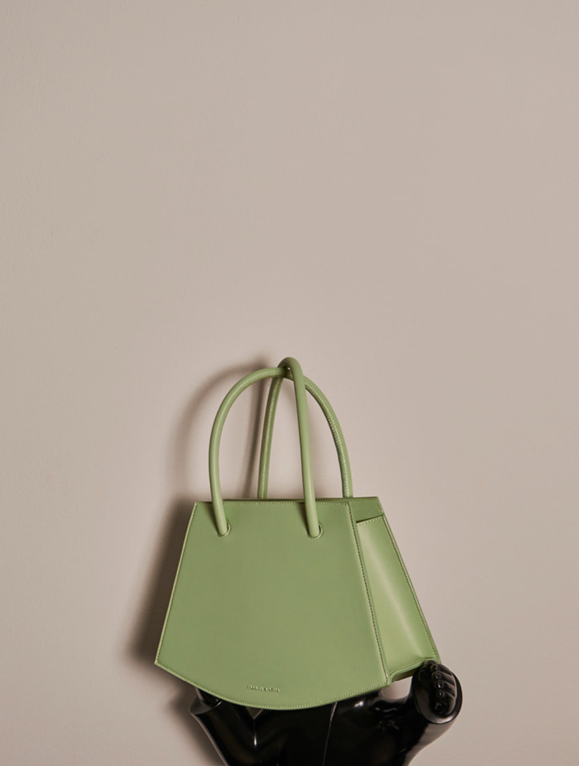 Women’s curved tote bag in mint green – CHARLES & KEITH