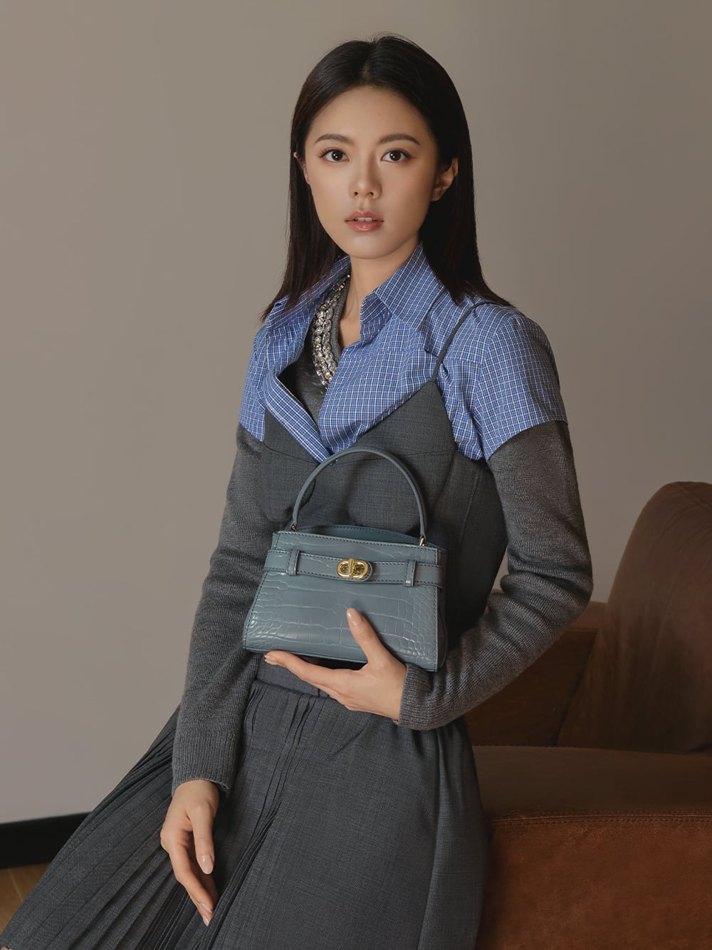Women’s Aubrielle croc-effect belted top handle bag and satin bow ballet flats - CHARLES & KEITH
