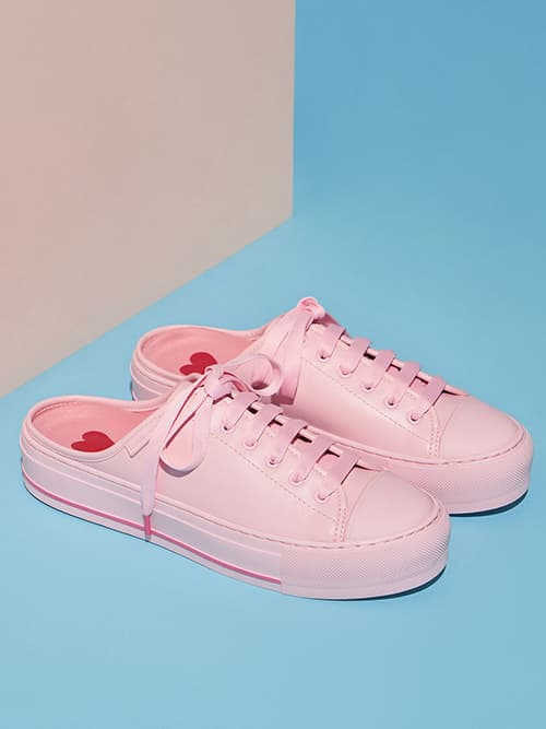 Valentine's Day Collection: Sylar Heart-Motif Sneaker Mules, Light Pink