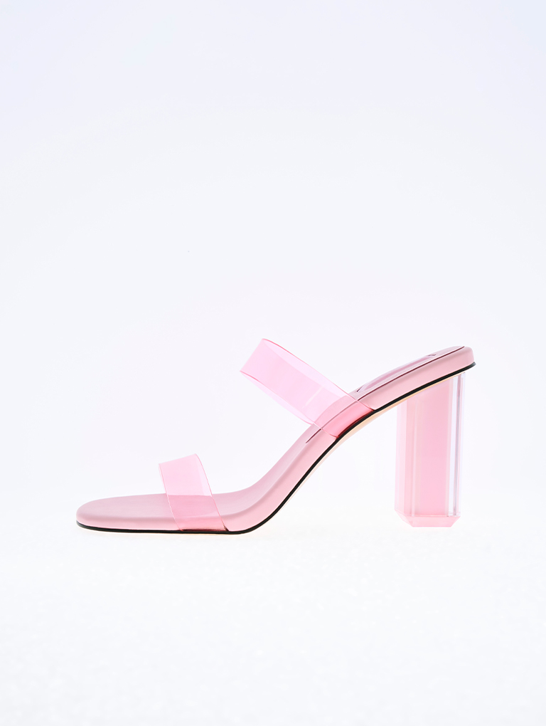 Women’s Fia Geometric Heel Mules in pink - CHARLES & KEITH