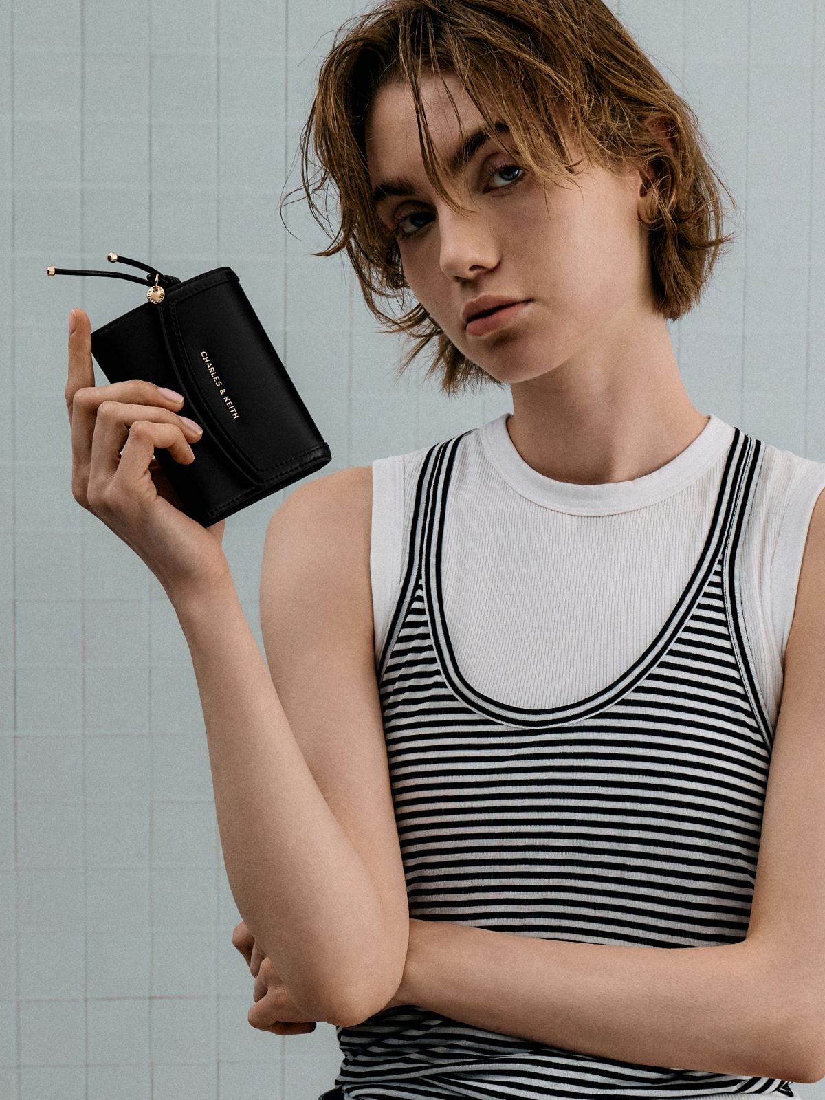 Black Haylen Front-Flap Small Wallet - CHARLES & KEITH